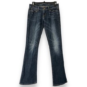 Levi’s slight curve skinny boot low-waisted distressed flare jeans, size 26/32